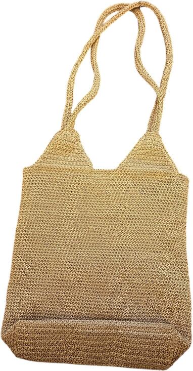 Lorenzo Handbags - Lorenzo Woven Purse With Shoulder Straps, Taupe With Zipper Closure, 11"x11.5"